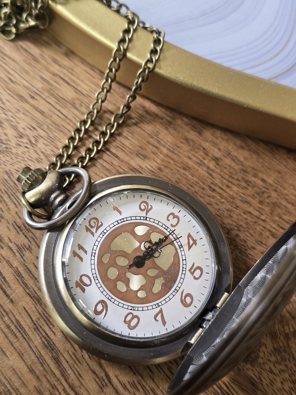 Men's Bronze-Tone Pocket Watch Necklace - Antique Style